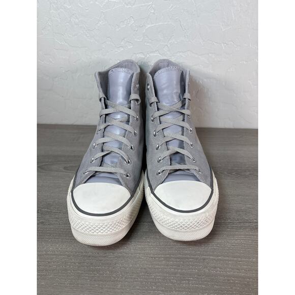 Converse Leather Lift Platform Suede Chuck Taylor All Star High Tops Gray Wm 11 - Picture 4 of 8